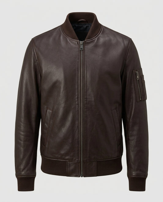 Men's Heavyweight Lined Leather Bomber Jacket – The Tobias — jacket product image
