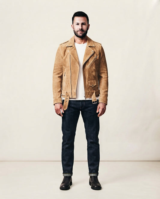 Men's Suede Buffalo Cowhide Jacket in bronze — jacket product image