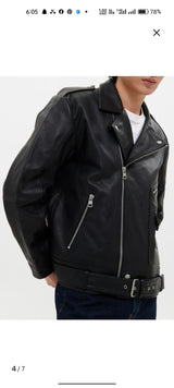 Studded Full-Grain Leather Biker Jacket
