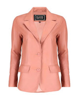 Women's Classic Leather Blazer Jacket