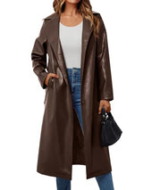 Women's Belted Faux Leather Jacket