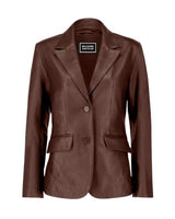 Women's Classic Leather Blazer Jacket