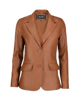 Women's Classic Leather Blazer Jacket