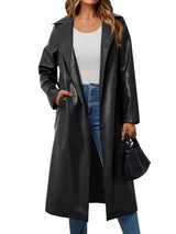 Women's Belted Faux Leather Jacket