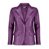 Women's Classic Leather Blazer Jacket