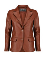 Women's Classic Leather Blazer Jacket