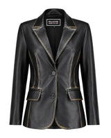 Women's Classic Leather Blazer Jacket