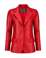 Women's Classic Leather Blazer Jacket