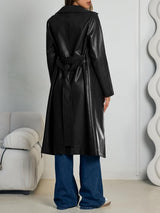 Women's Belted Faux Leather Jacket