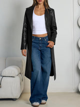 Women's Belted Faux Leather Jacket