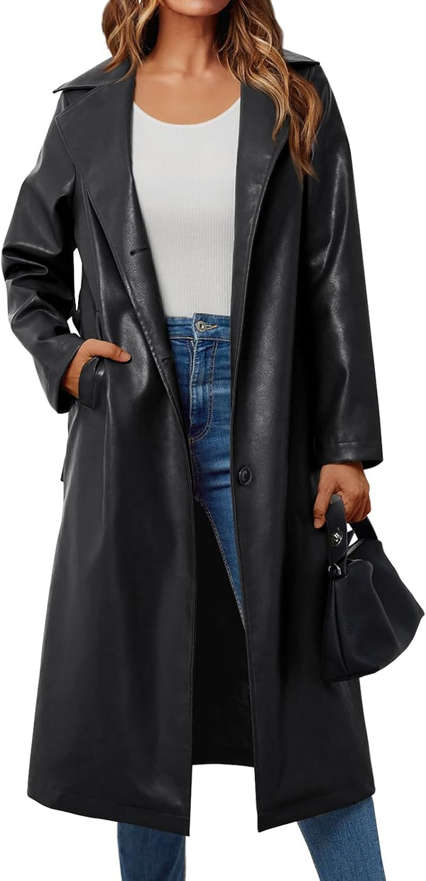 Women's Belted Faux Leather Jacket
