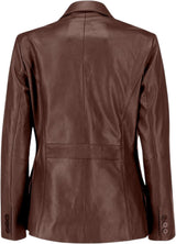Women's Classic Leather Blazer Jacket