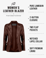 Women's Classic Leather Blazer Jacket