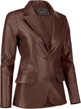 Women's Classic Leather Blazer Jacket