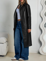 Women's Belted Faux Leather Jacket