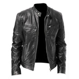 Men's Slim Fit Leather Motorcycle Jacket