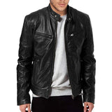 Men's Slim Fit Leather Motorcycle Jacket