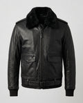 Women's Leather Aviator Jacket with Shearling Collar – The Harper — jacket product image