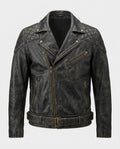 Men's Distressed Leather Biker Jacket – The Kane — jacket product image