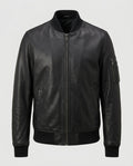 Men's Heavyweight Lined Leather Bomber Jacket – The Tobias — jacket product image