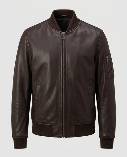 Men's Heavyweight Lined Leather Bomber Jacket – The Tobias — jacket product image