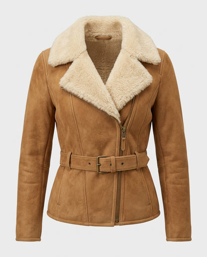 Women's Shearling Moto Jacket – The Willow — jacket product image