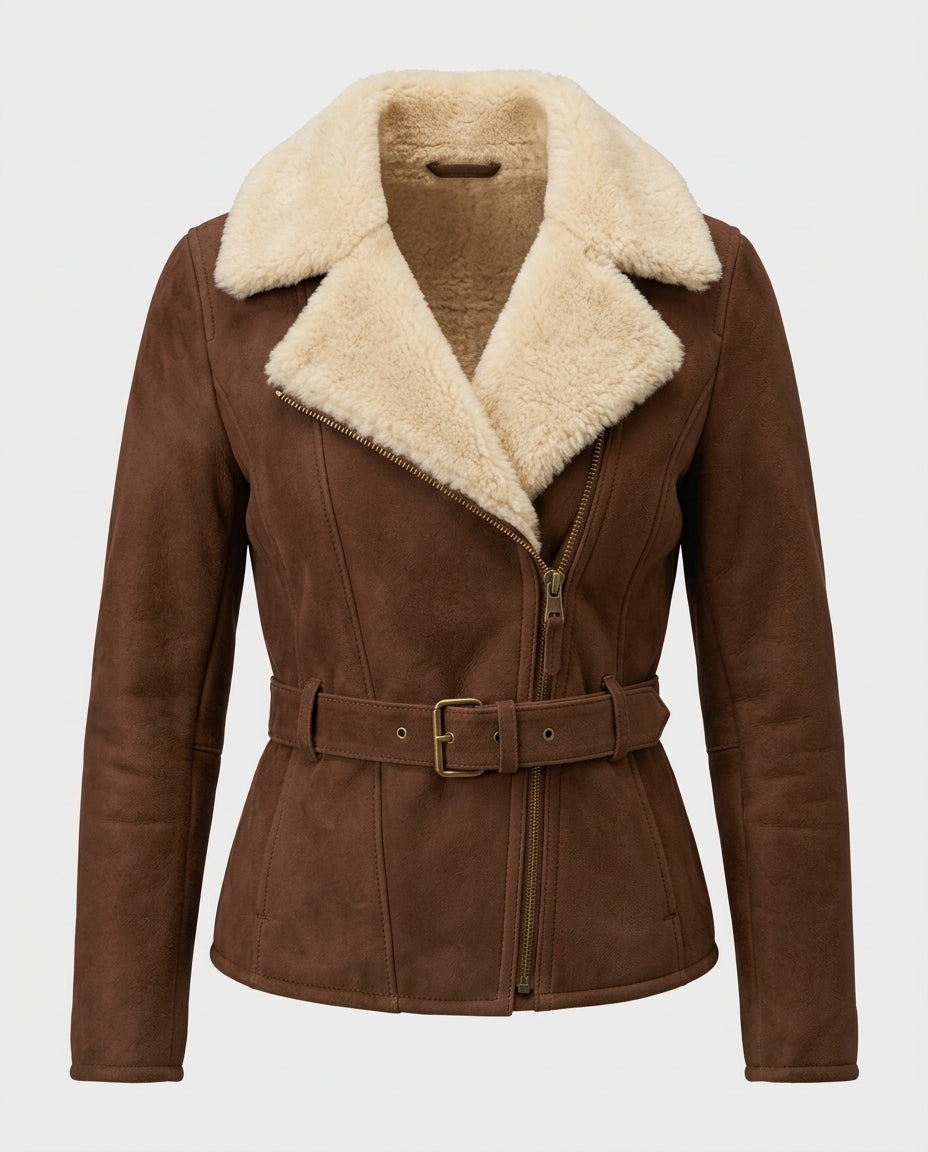 Women's Shearling Moto Jacket – The Willow — jacket product image
