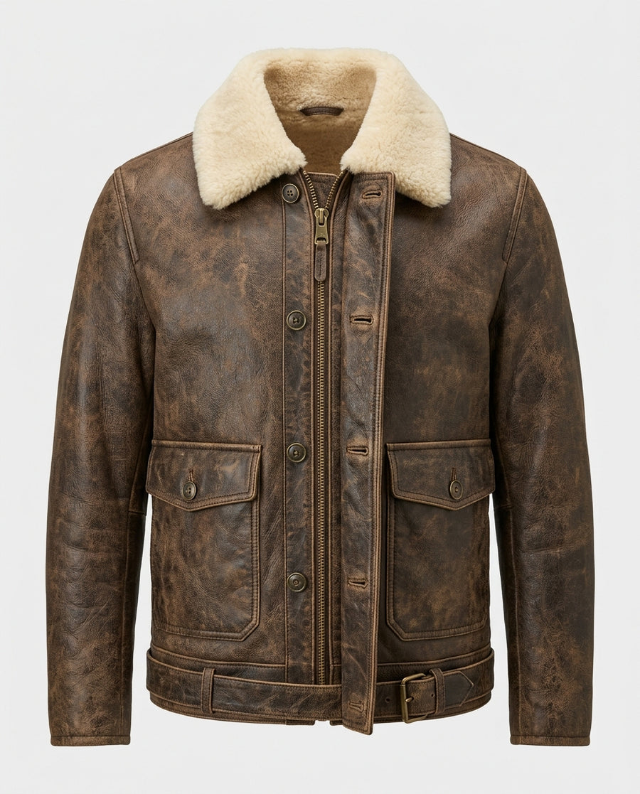 Men_s Distressed Shearling Aviator Jacket Distressed Brown
