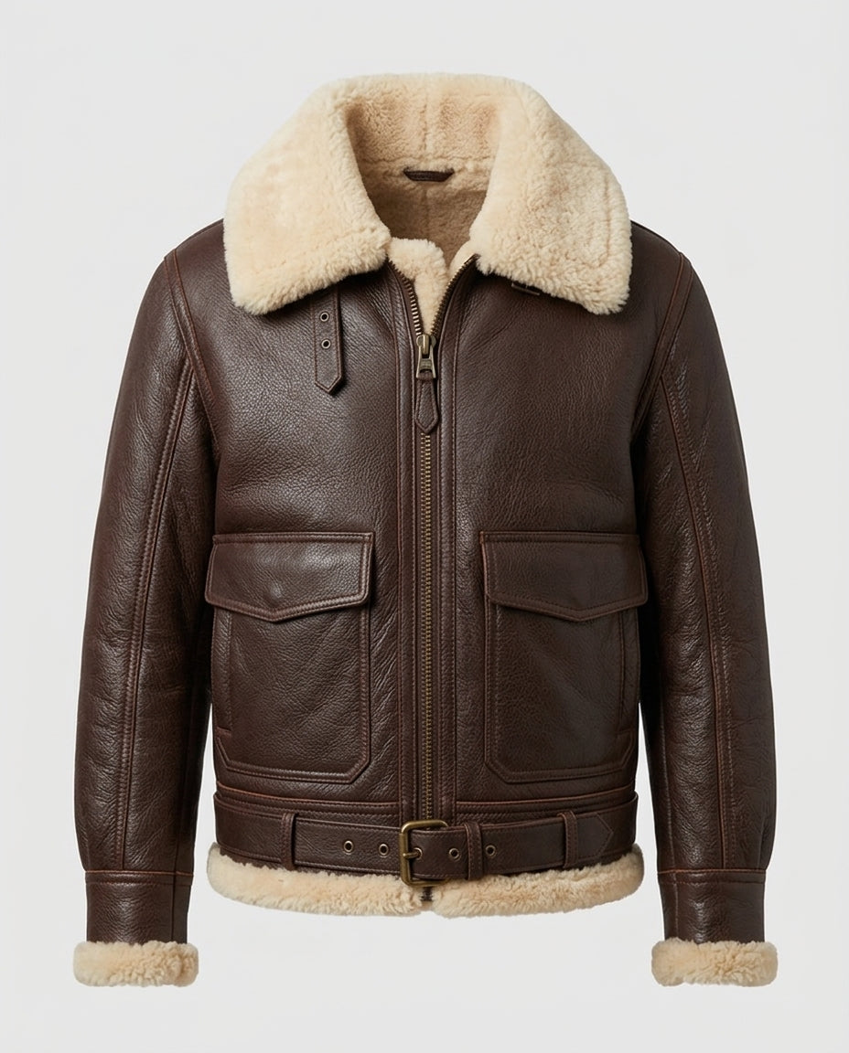 Men_s B3 Shearling Bomber Jacket Brown