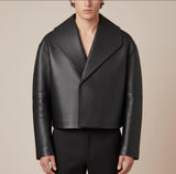 Studded Full-Grain Leather Biker Jacket
