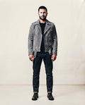 Men's Suede Buffalo Cowhide Jacket in gray — jacket product image